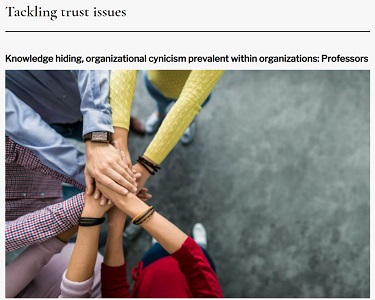 Attached image of Tackling trust issues: Knowledge hiding, organizational cynicism prevalent within organizations – Professors